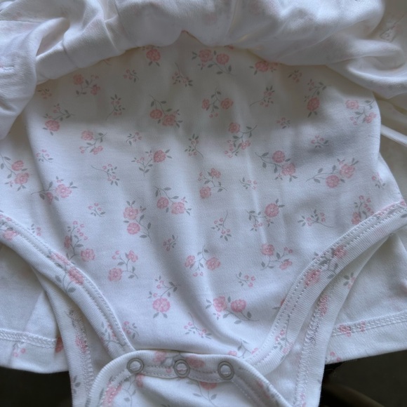 Little Me Pink Floral Long Sleeve Bodysuit Dress in White - Size 6 Months - Picture 5 of 16